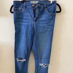 Distressed skinny jeans topshop